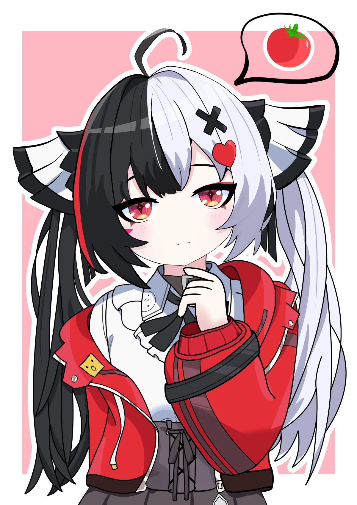 Lacrimosa Expressionless Blush Red Jacket Pink Background by Noratoki #26