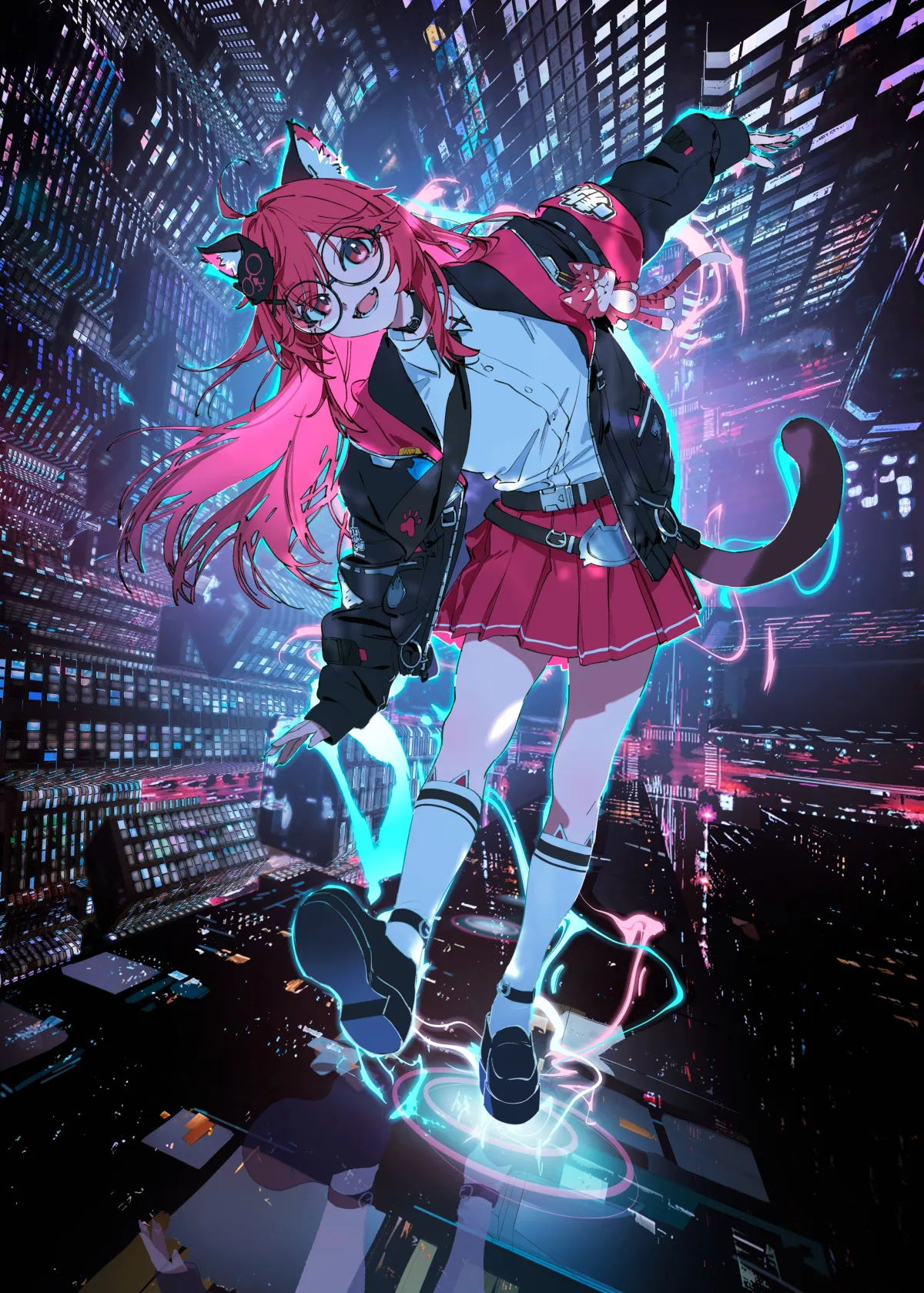 Nanally Floating Fanged Smile Neon City Lights by Oekaki Taro #27