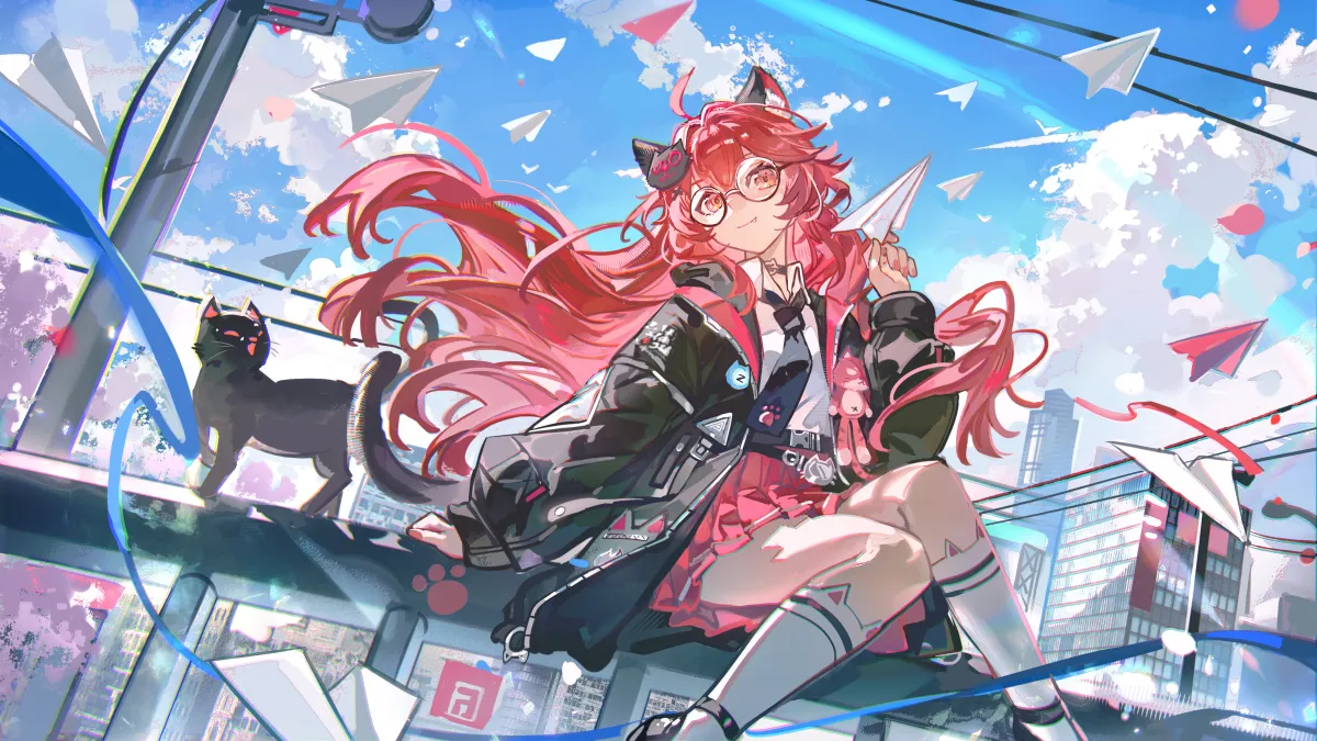 Nanally Sitting Cityscape Black Jacket by Mento 4K #33