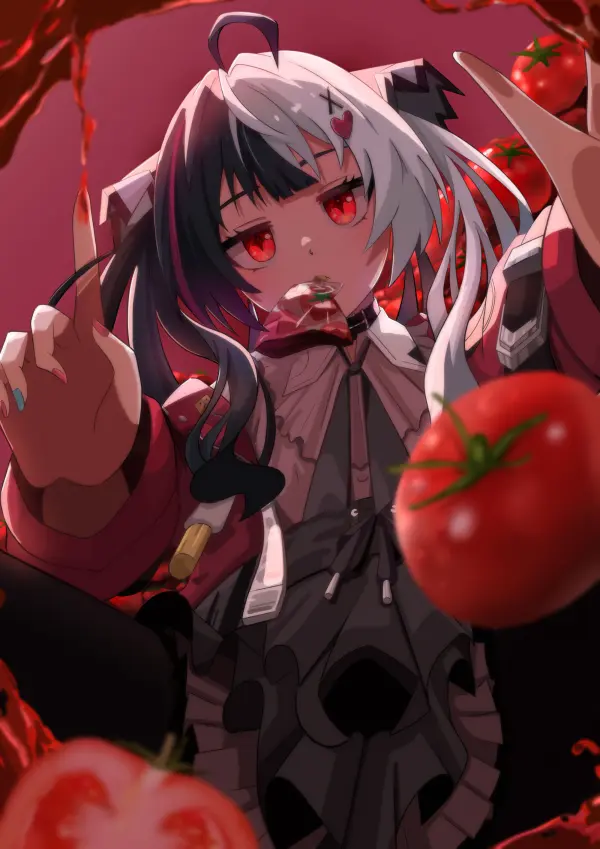 Lacrimosa Red Cardigan Tomato NTE Wallpaper #8