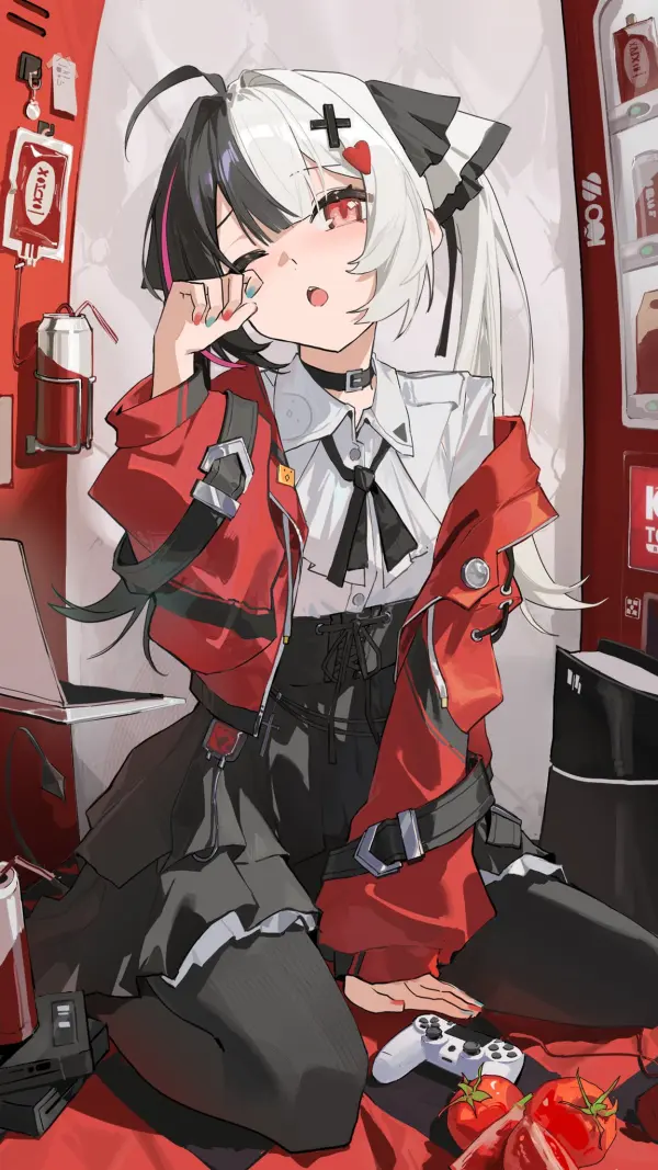 Lacrimosa Rubbing Eyes Kneeling Red Jacket Vending Machine Glow HD #14