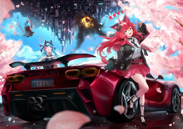 Nanally Mint Smiling Leaning On Sports Car Spring by Sareru #25