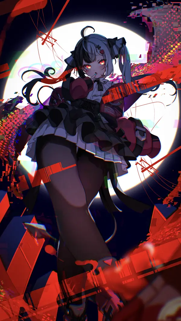 Lacrimosa Blushing Finger To Mouth Red Cardigan Full Moon by Hatimitu807 #46
