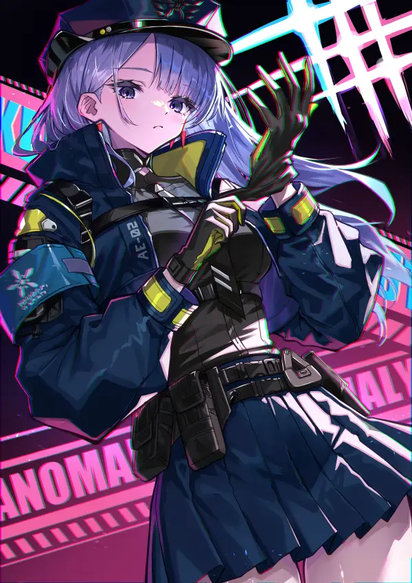 Unknown Character Adjusting Gloves Blue Jacket by Tsukasa Akaneya 4K #52